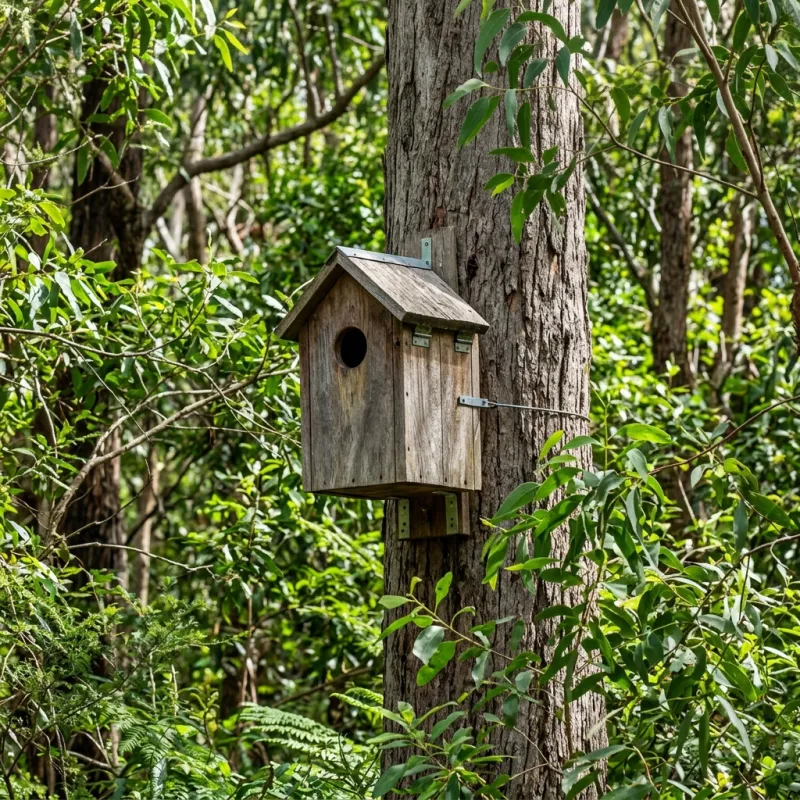 Animal nesting box installed as a humane alternative to a Winter Valley roof cavity