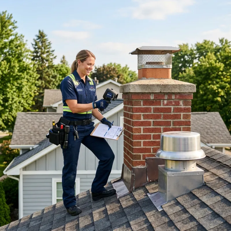 Technician inspecting a Winter Valley roof cavity and ductwork for a dead bird